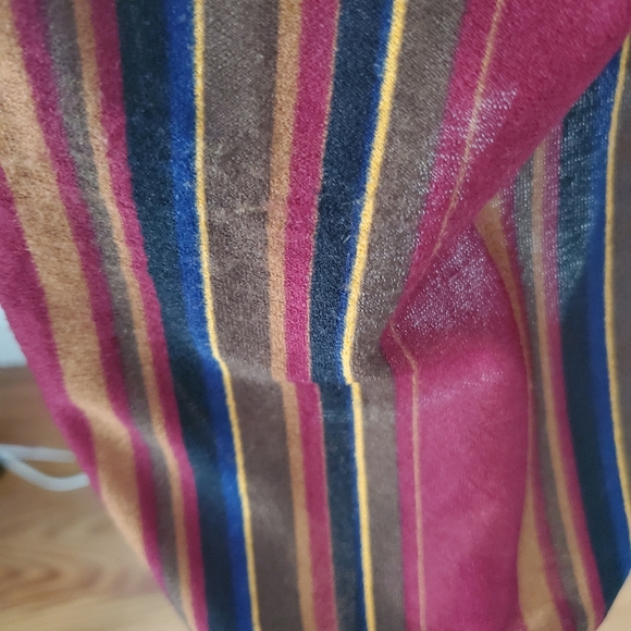 Vintage boho 70s burgundy striped day dress with waist tie belt - Picture 7 of 7